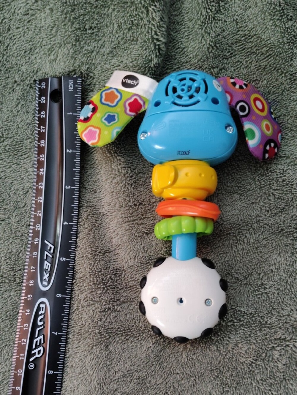 VTech Blue Puppy Rattle Toy with Colorful Patterned Ears - Picture 2 of 5